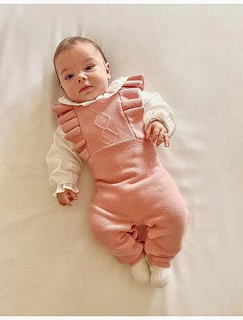 Pelele Cardado con Tirantes Rosa Claro