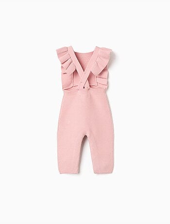 Pelele Cardado con Tirantes Rosa Claro