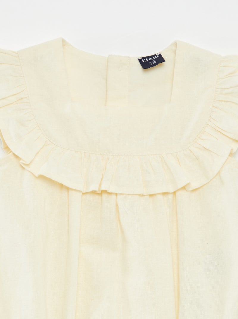 Pelele con plastrón de volantes beige - Kiabi