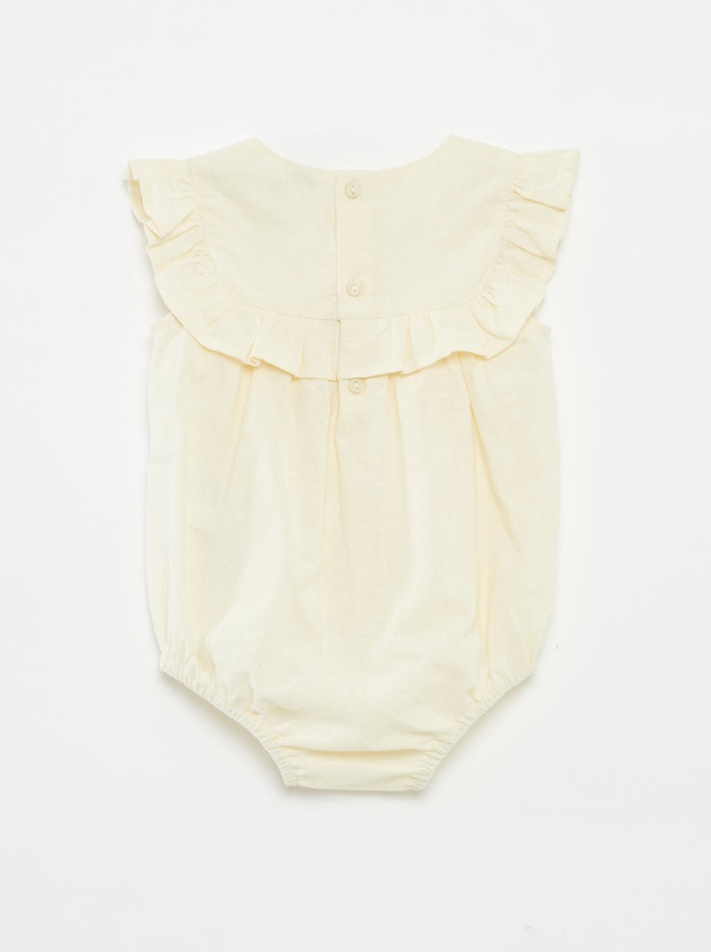 Pelele con plastrón de volantes beige - Kiabi
