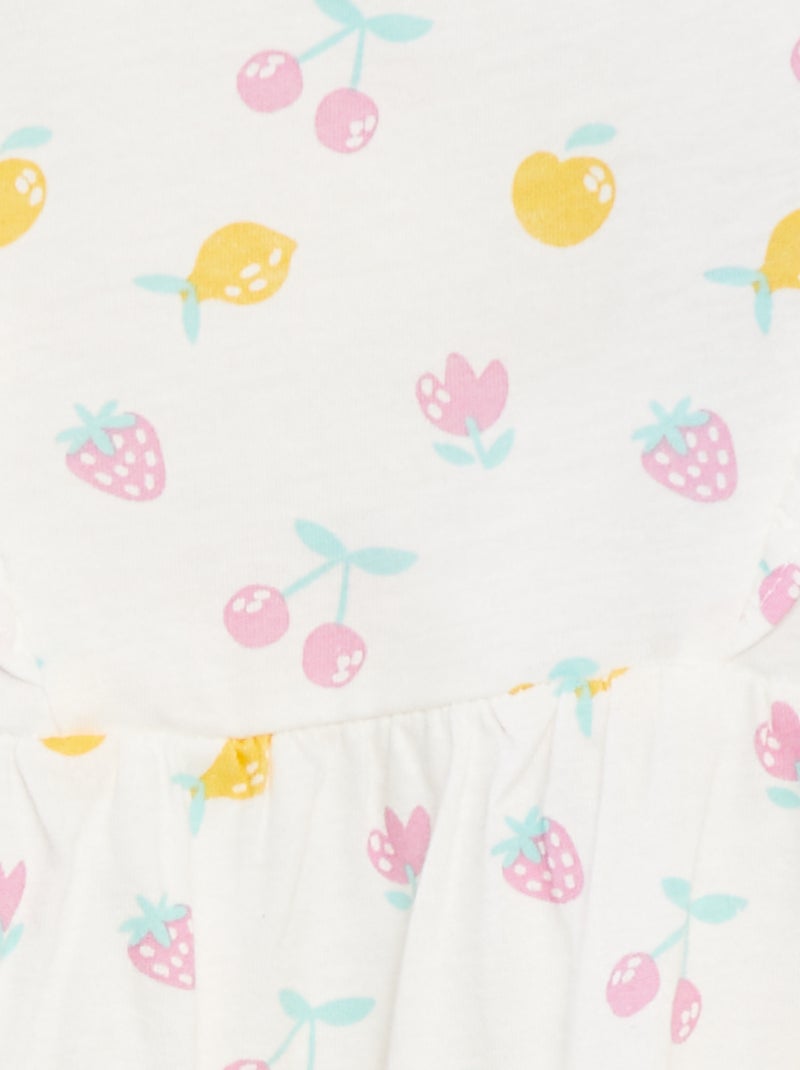 Pelele con volantes y bolsillos Blanco - Kiabi