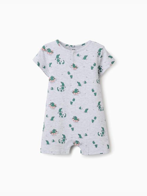 Pelele corto acanalado con motivo de cocodrilo - Kiabi