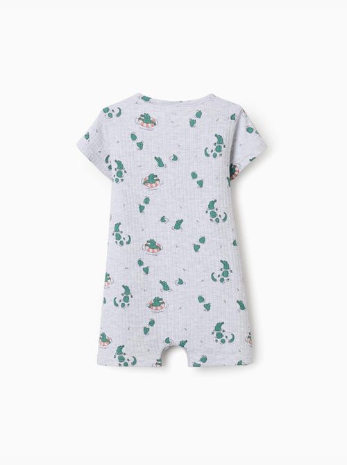 Pelele corto acanalado con motivo de cocodrilo - Kiabi