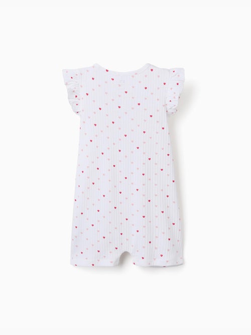 Pelele corto acanalado con motivo de corazones - Kiabi