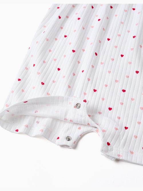 Pelele corto acanalado con motivo de corazones - Kiabi