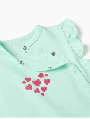 Pelele corto de algodón con estampado de corazones
