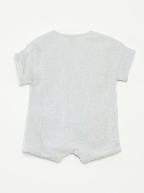 Pelele corto de gasa de algodón con bordados de fantasía - Kiabi