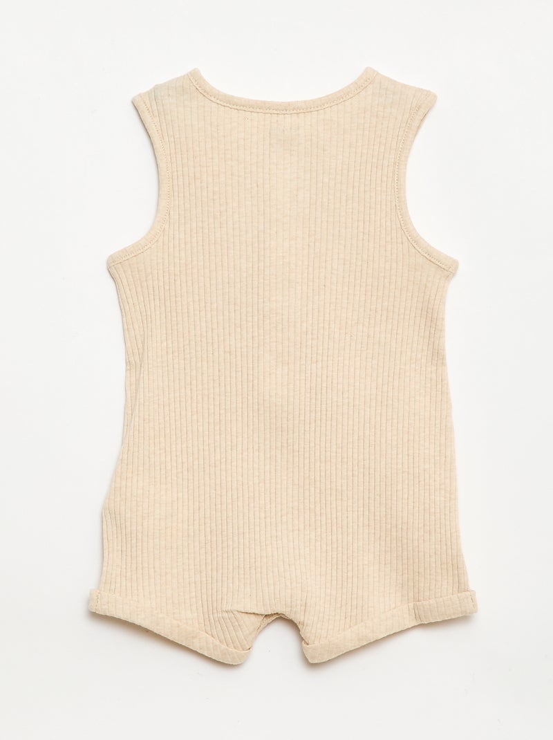 Pelele corto de punto acanalado Beige - Kiabi
