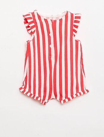 Pelele corto de punto de algodón con volantes en las mangas