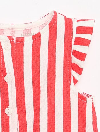 Pelele corto de punto de algodón con volantes en las mangas