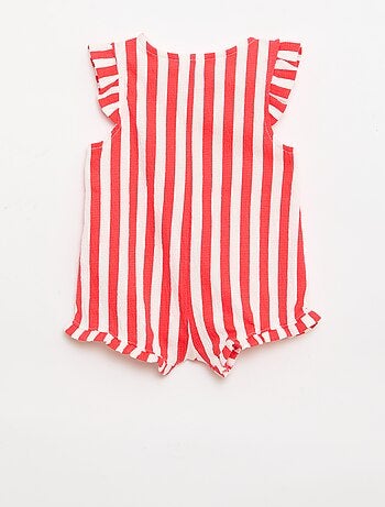 Pelele corto de punto de algodón con volantes en las mangas