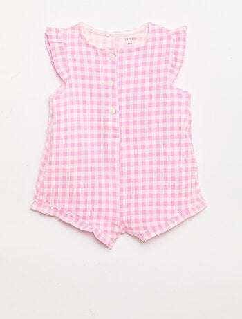 Pelele corto de punto de algodón con volantes en las mangas