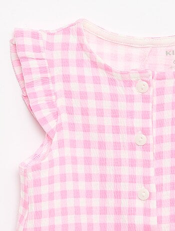 Pelele corto de punto de algodón con volantes en las mangas