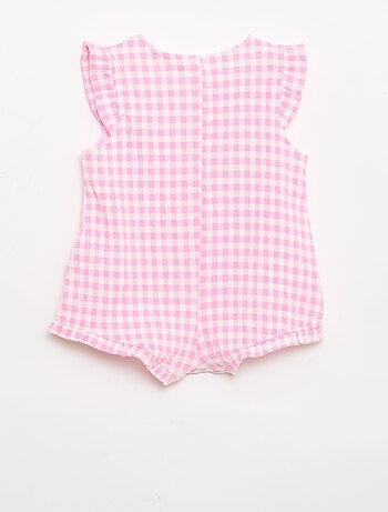 Pelele corto de punto de algodón con volantes en las mangas