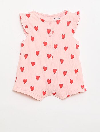 Pelele corto de punto de algodón con volantes en las mangas