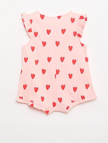 Pelele corto de punto de algodón con volantes en las mangas