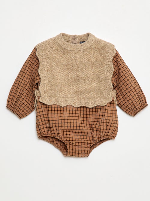 Pelele de algodón con jersey de lana - Kiabi