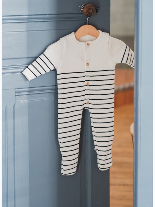 Pelele de bebé con pies - colección «petits marins» - Kiabi Pelele de bebé con pies - colección «petits marins» - Kiabi
