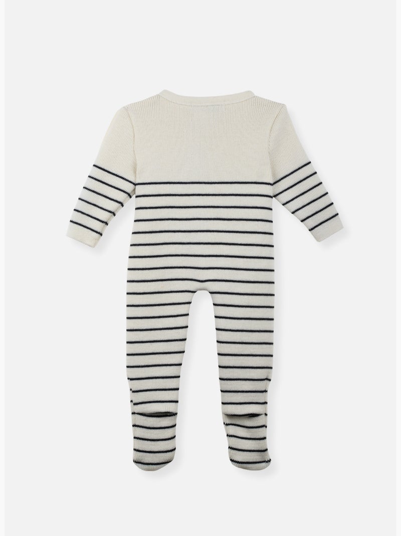 Pelele de bebé con pies - colección «petits marins» Blanco Azul - Kiabi