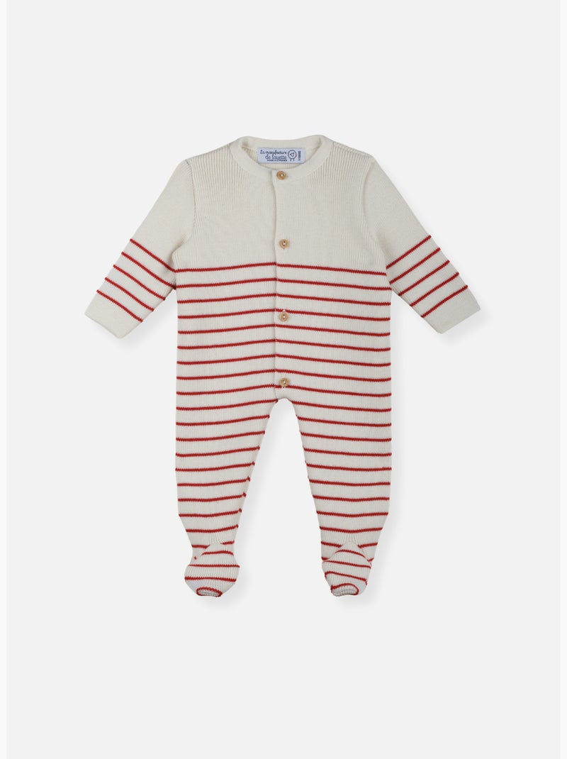 Pelele de bebé con pies - colección «petits marins» Blanco Rojo - Kiabi
