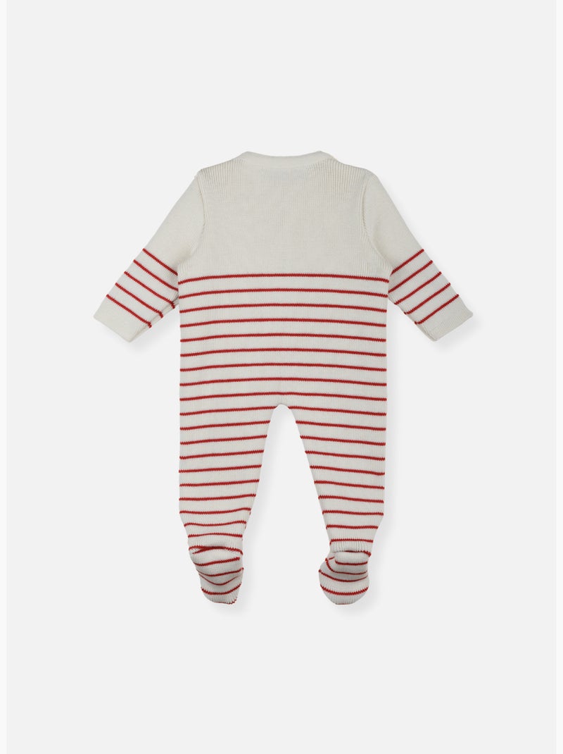 Pelele de bebé con pies - colección «petits marins» Blanco Rojo - Kiabi