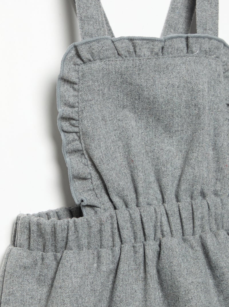 Pelele de franela con tirantes Gris - Kiabi