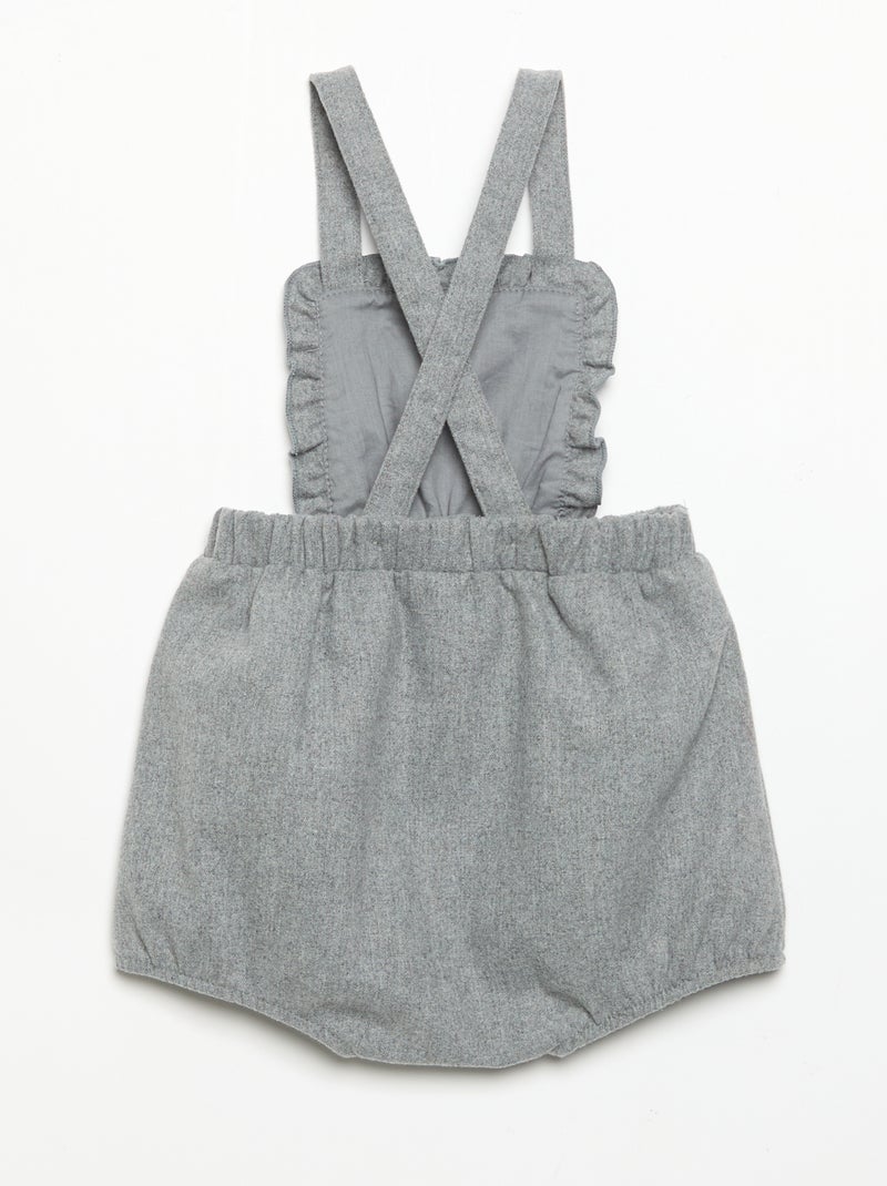Pelele de franela con tirantes Gris - Kiabi