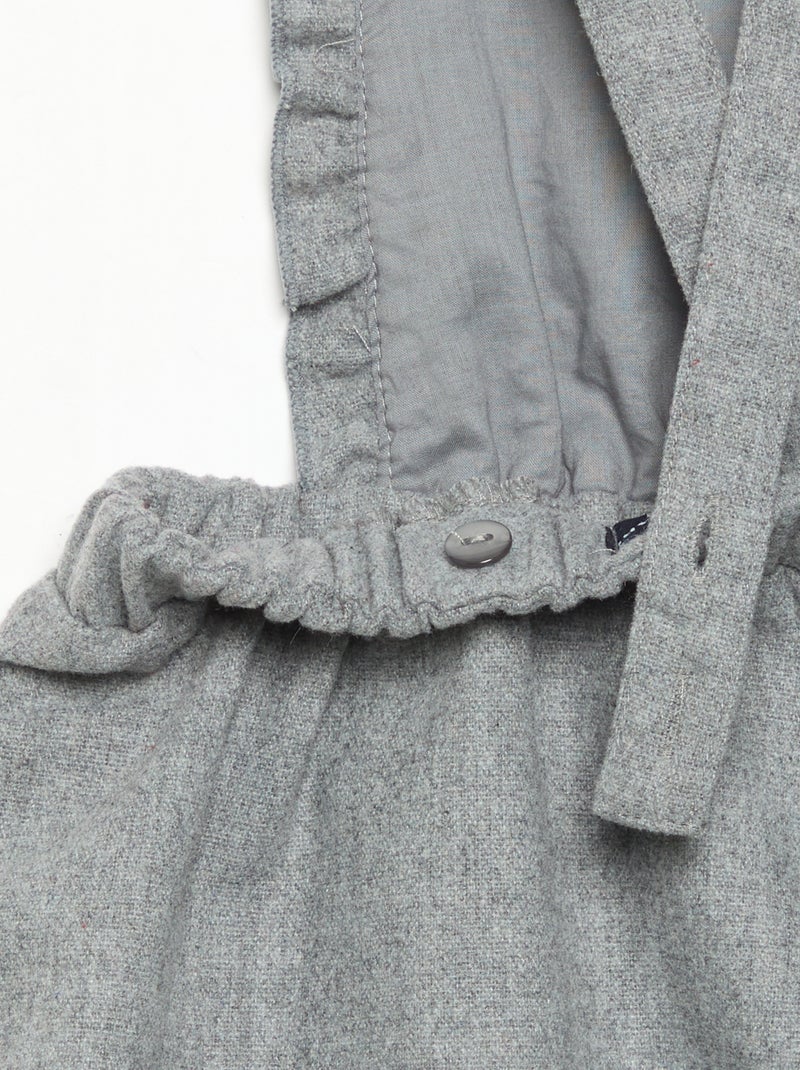 Pelele de franela con tirantes Gris - Kiabi