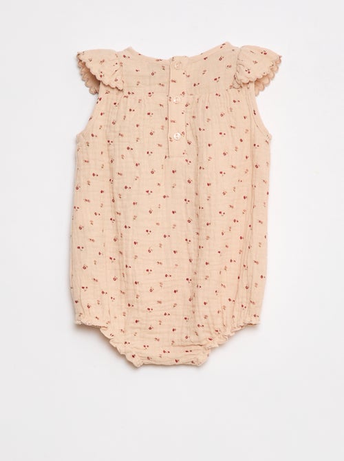 Pelele de gasa de algodón con volantes en la parte delantera - Kiabi