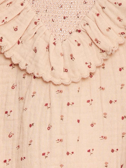 Pelele de gasa de algodón con volantes en la parte delantera - Kiabi