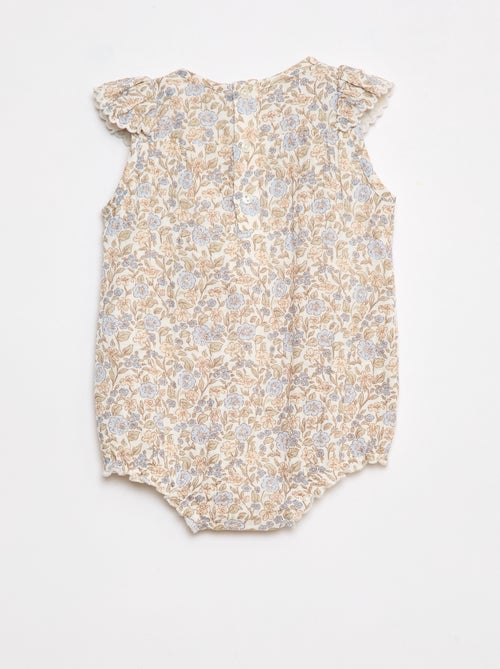 Pelele de gasa de algodón con volantes en la parte delantera - Kiabi