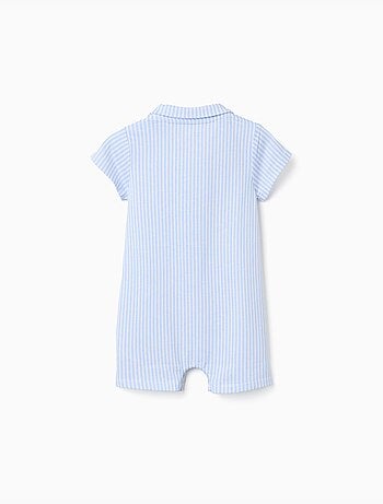 Pelele de manga corta de algodón a rayas