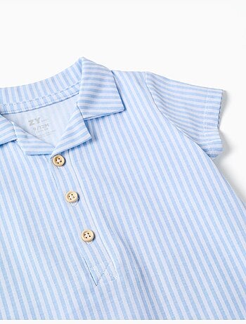 Pelele de manga corta de algodón a rayas