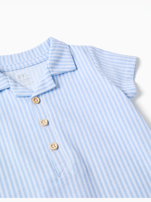 Pelele de manga corta de algodón a rayas - Kiabi