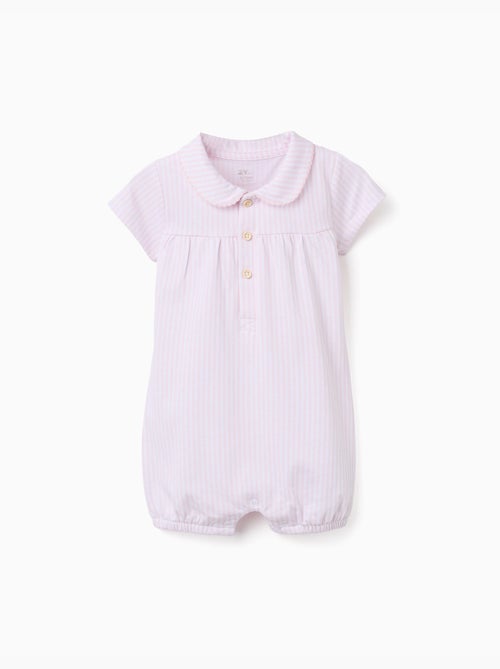 Pelele de manga corta de algodón a rayas - Kiabi