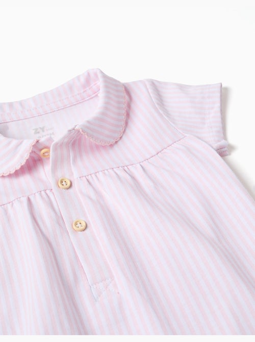 Pelele de manga corta de algodón a rayas - Kiabi