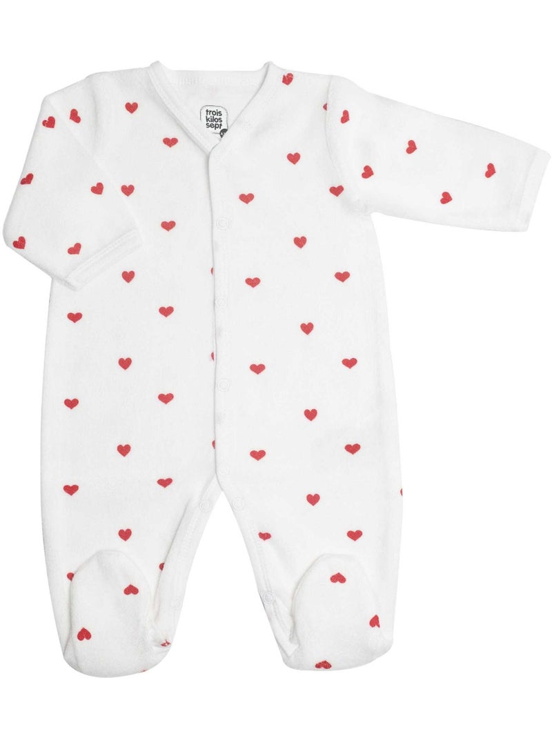 Pelele de manga larga - Corazones Blanco - Kiabi