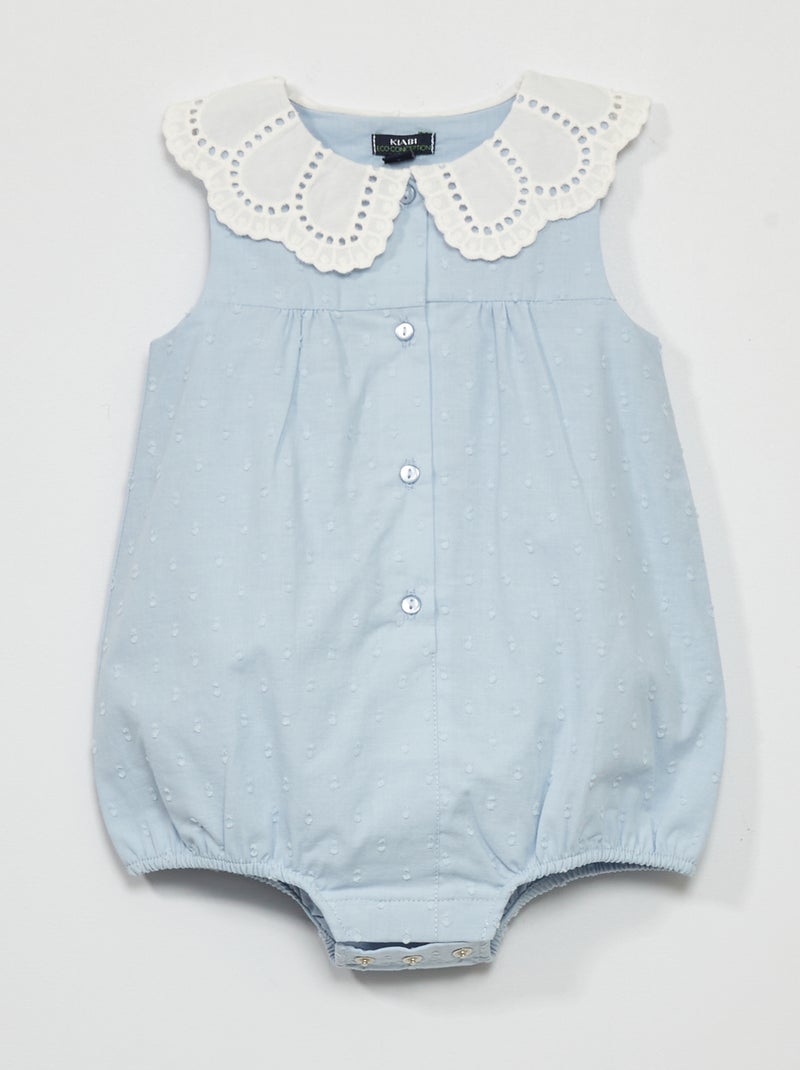 Pelele de plumeti con cuello claudine Azul - Kiabi