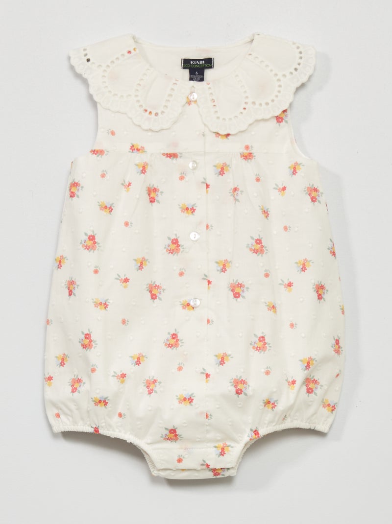 Pelele de plumeti con cuello claudine Blanco - Kiabi