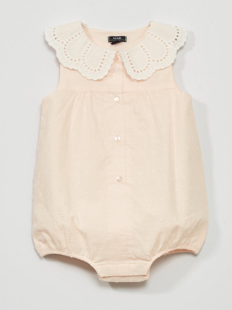 Pelele de plumeti con cuello claudine Rosa - Kiabi