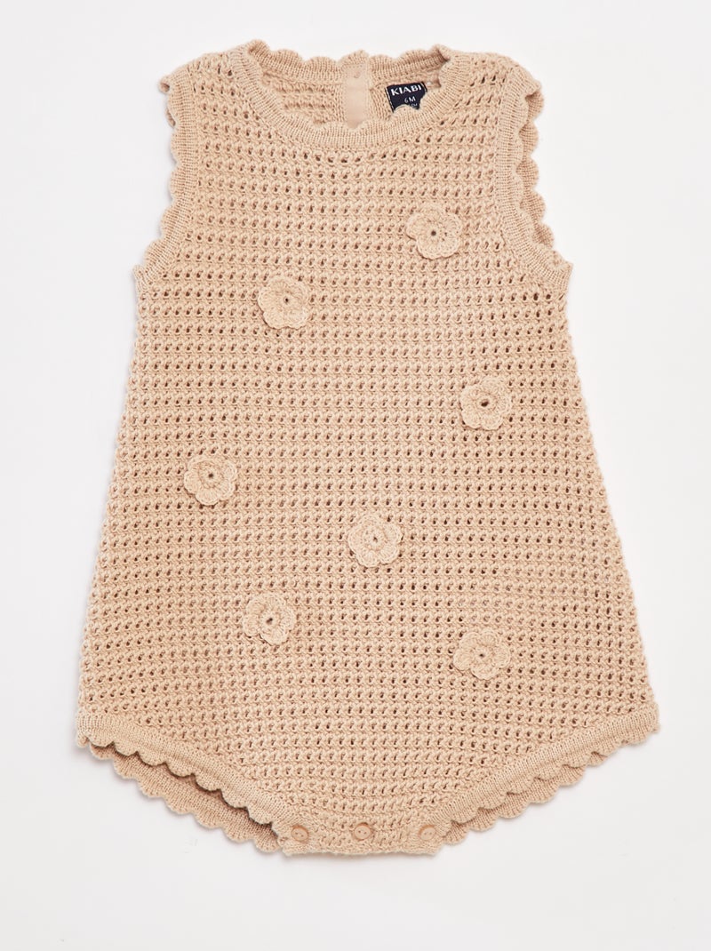 Pelele de punto con flores Beige - Kiabi