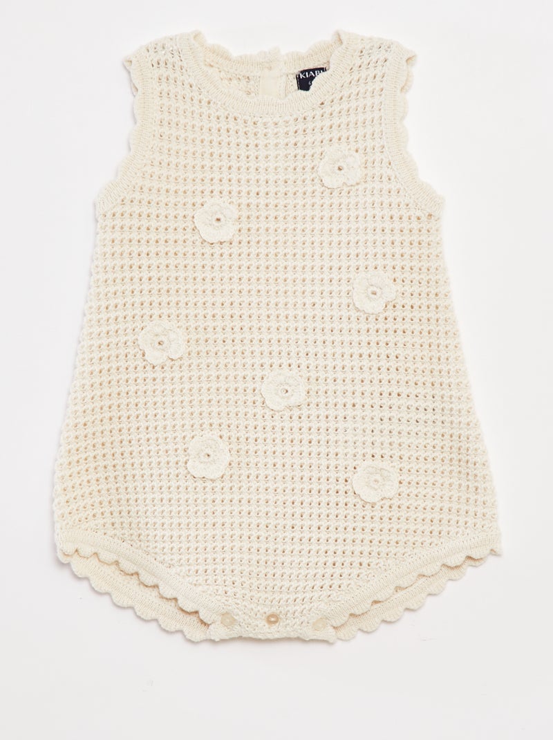 Pelele de punto con flores Blanco - Kiabi