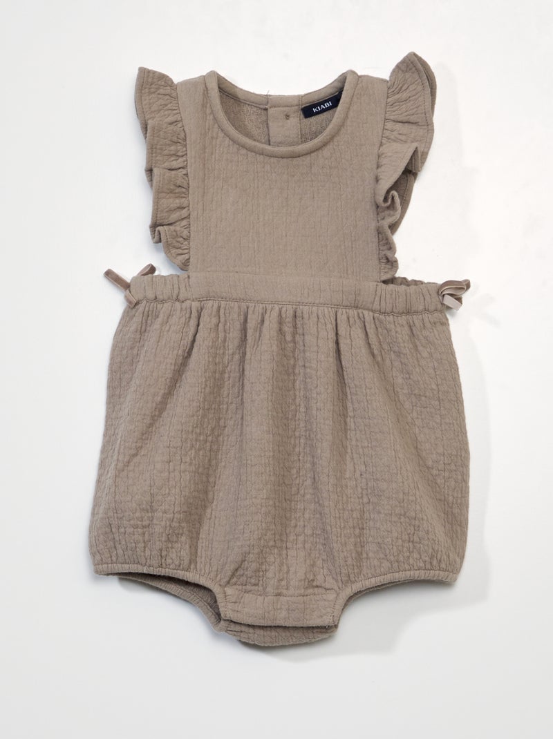 Pelele de punto de fantasía con volantes BEIGE - Kiabi