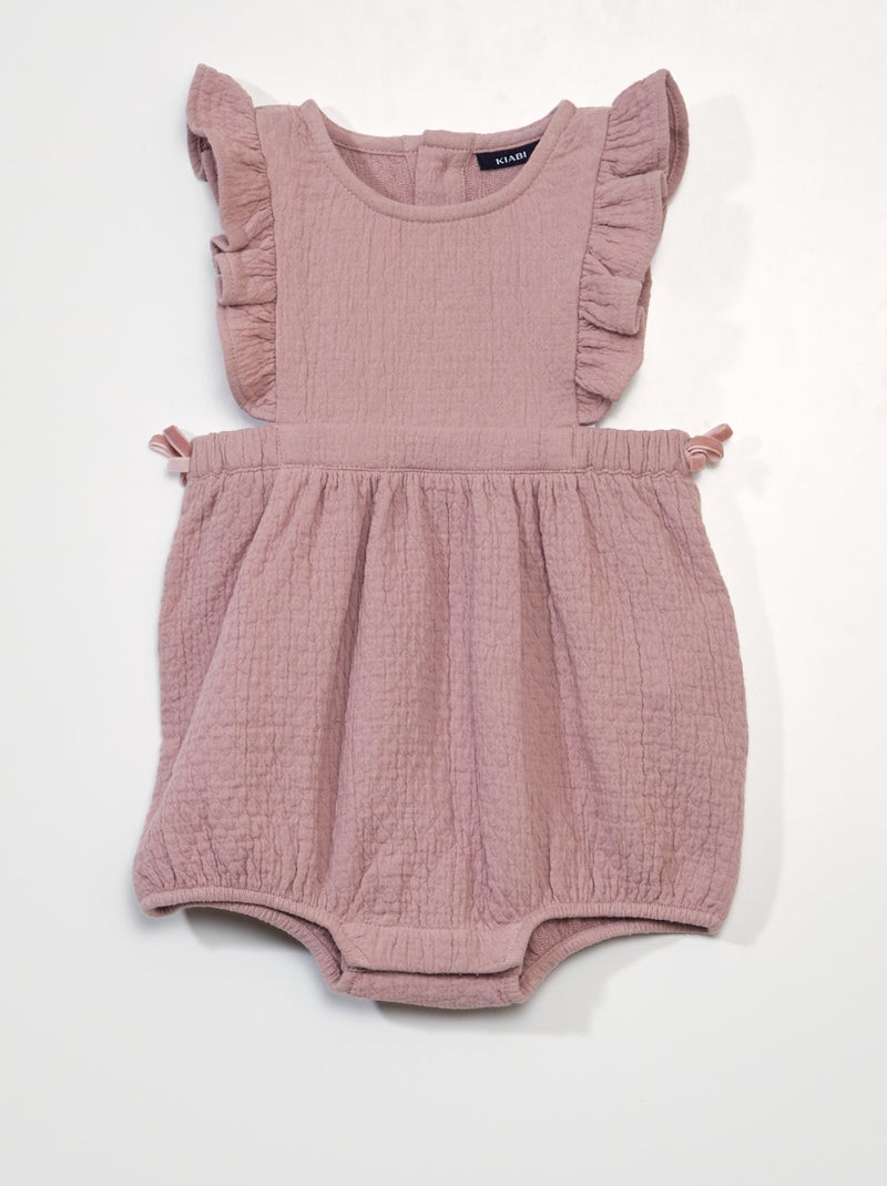 Pelele de punto de fantasía con volantes ROSA - Kiabi