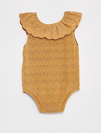 Pelele de punto tricotado con cuello de fantasía