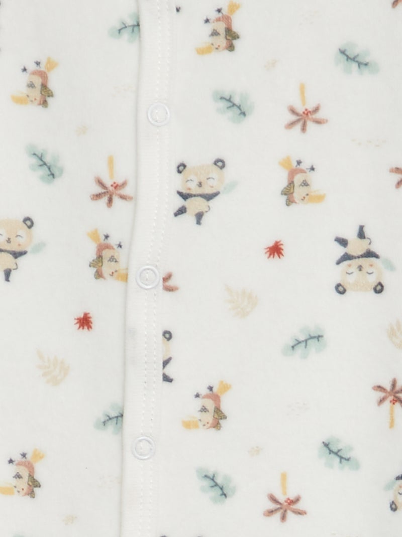 Pelele de tejido polar con pies BEIGE - Kiabi