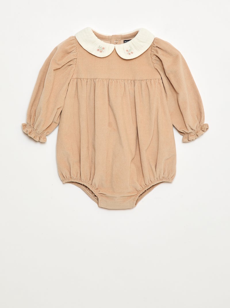 Pelele de terciopelo Beige - Kiabi