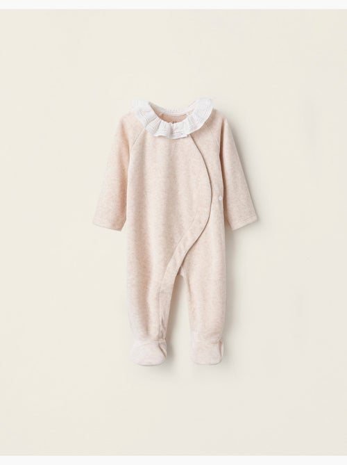 Pelele de terciopelo con cuello de volantes - Kiabi