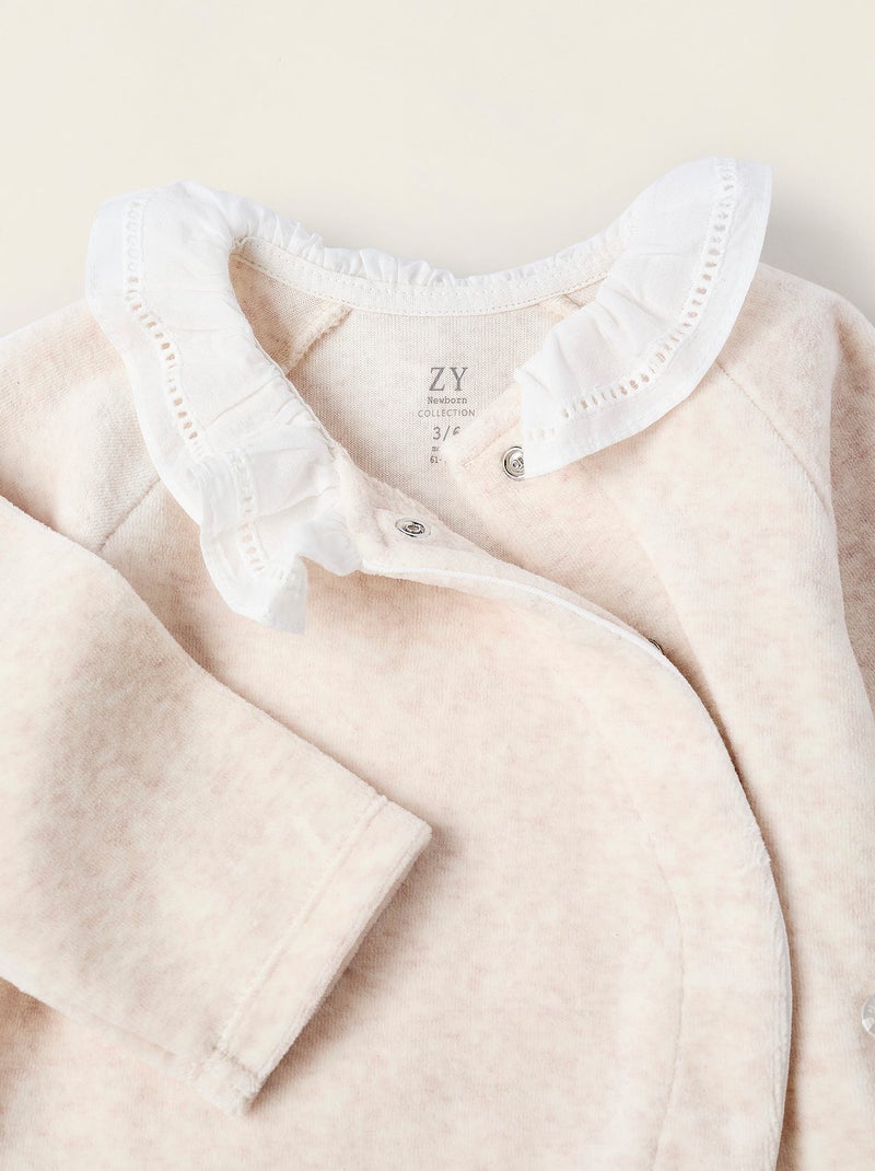 Pelele de terciopelo con cuello de volantes Beige claro - Kiabi
