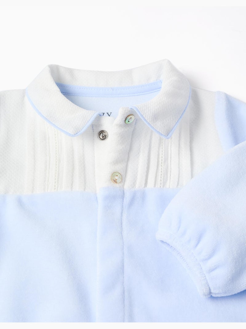 Pelele de terciopelo con detalle plisado Azul Azul - Kiabi
